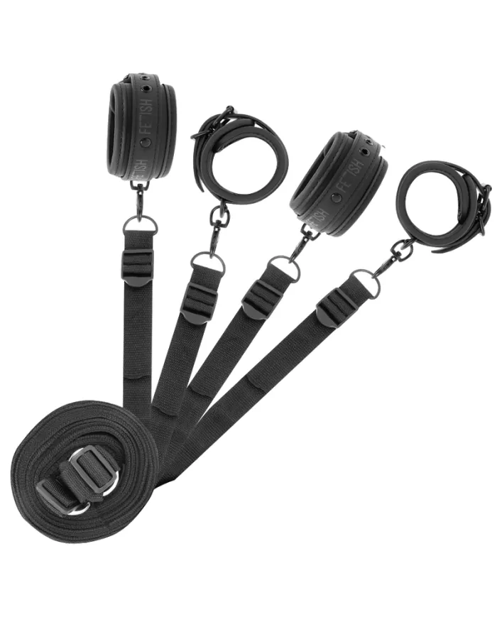 FETISH SUBMISSIVE - ENSEMBLE DE MENOTTES ET LIENS AVEC DOUBLURE EN NOPRÈNE FETISH SUBMISSIVE - ENSEMBLE DE MENOTTES ET LIENS AVEC DOUBLURE EN NOPRÈNE