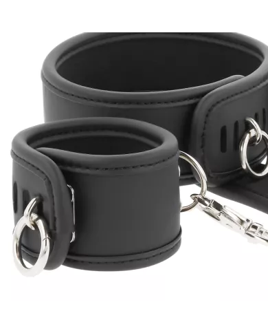 FETISH SUBMISSIVE - COLLIER ET MENOTTES EN CUIR VÉGAN AVEC DOUBLURE EN NOPRÈNE FETISH SUBMISSIVE - COLLIER ET MENOTTES EN CUIR VÉGAN AVEC DOUBLURE EN NOPRÈNE