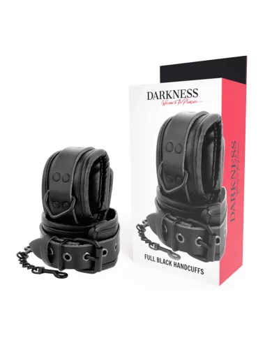 DARKNESS - MENOTTES RÉGLABLES EN CUIR NOIR DARKNESS - MENOTTES RÉGLABLES EN CUIR NOIR