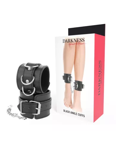 DARKNESS - MENOTTES DE CHEVILLE AJUSTABLES EN CUIR NOIR DARKNESS - MENOTTES DE CHEVILLE AJUSTABLES EN CUIR NOIR
