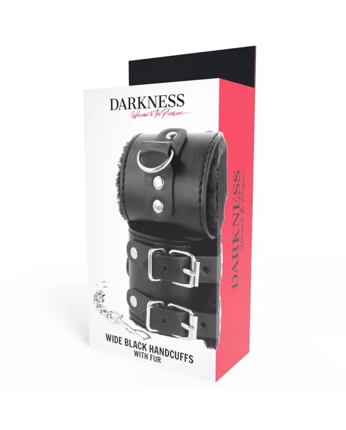 DARKNESS - MENOTTES AJUSTABLES EN CUIR NOIR AVEC DOUBLURE DARKNESS - MENOTTES AJUSTABLES EN CUIR NOIR AVEC DOUBLURE