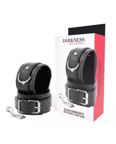 DARKNESS - MENOTTES RÉGLABLES NOIRES AVEC DOUBLE RUBAN DE RENFORT DARKNESS - MENOTTES RÉGLABLES NOIRES AVEC DOUBLE RUBAN DE RENFORT