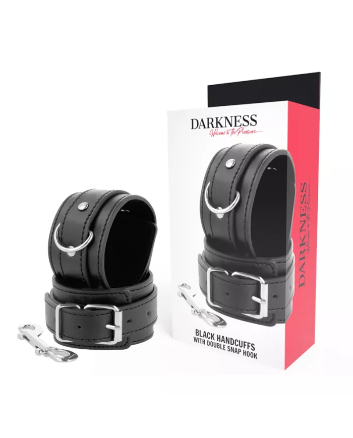 DARKNESS - MENOTTES RÉGLABLES NOIRES AVEC DOUBLE RUBAN DE RENFORT DARKNESS - MENOTTES RÉGLABLES NOIRES AVEC DOUBLE RUBAN DE RENFORT