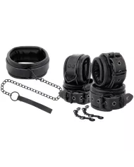 DARKNESS - MENOTTES ET COLLIER EN CUIR NOIR DARKNESS - MENOTTES ET COLLIER EN CUIR NOIR