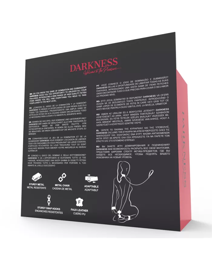 DARKNESS - MENOTTES ET COLLIER EN CUIR NOIR DARKNESS - MENOTTES ET COLLIER EN CUIR NOIR