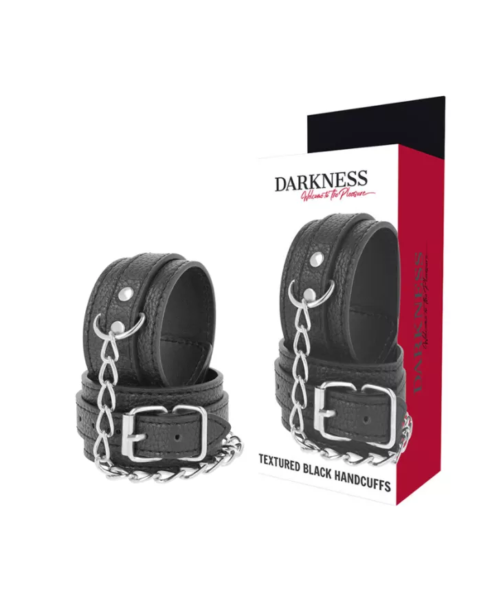 DARKNESS - MENOTTES EN CUIR TEXTURÉ NOIR DARKNESS - MENOTTES EN CUIR TEXTURÉ NOIR