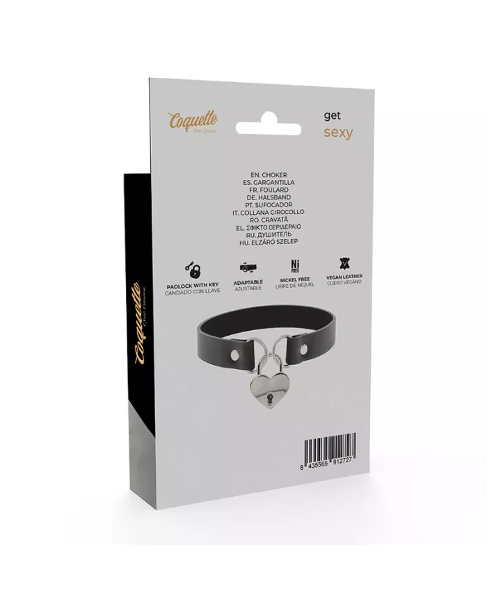 COQUETTE CHIC DESIRE - COLLIER EN CUIR VEGAN AVEC ACCESSOIRE COEUR AVEC CL? COQUETTE CHIC DESIRE - COLLIER EN CUIR VEGAN AVEC ACCESSOIRE COEUR AVEC CL?