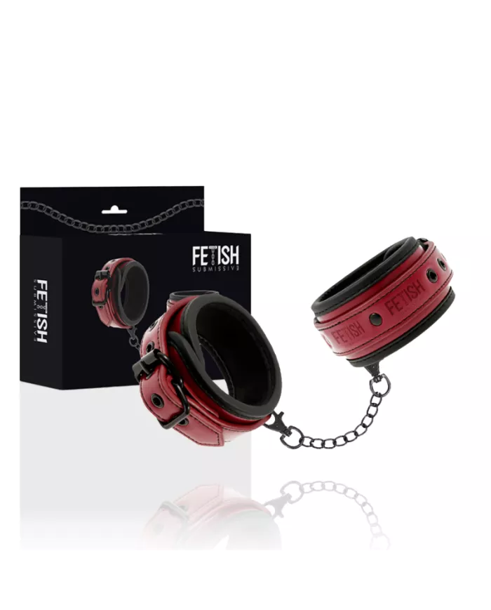 FETISH SUBMISSIVE DARK ROOM - MENOTTES EN CUIR VÉGAN AVEC DOUBLURE EN NÉOPRÈNE FETISH SUBMISSIVE DARK ROOM - MENOTTES EN CUIR VÉGAN AVEC DOUBLURE EN NÉOPRÈNE