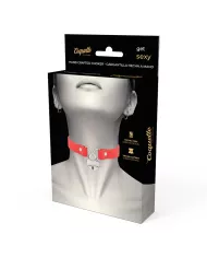 COQUETTE CHIC DESIRE - COLLIER EN CUIR VEGAN ROUGE AVEC ACCESSOIRE COEUR AVEC CL? COQUETTE CHIC DESIRE - COLLIER EN CUIR VEGAN ROUGE AVEC ACCESSOIRE COEUR AVEC CL?