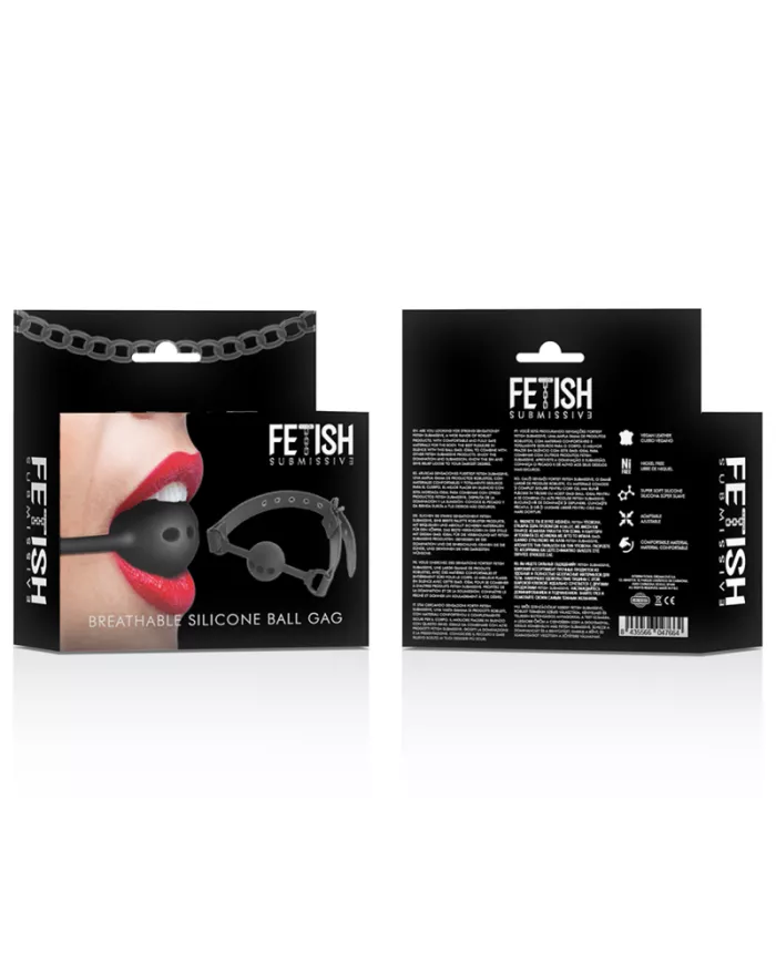 FETISH SUBMISSIVE BONDAGE - BÂILLON À BOULE EN SILICONE RESPIRANT