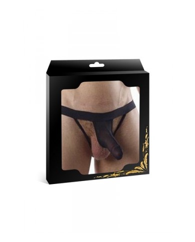 String noir avec poche pour pénis