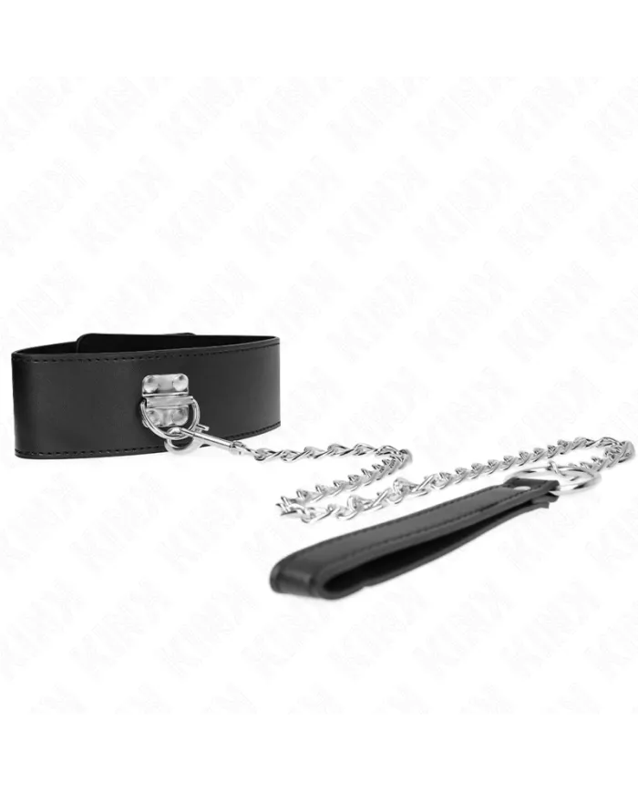 KINK - COLLIER AVEC CEINTURE 65 CM AVEC LARGE BRACELET NOIR AJUSTABLE 33,5-41 CM X 5 CM
