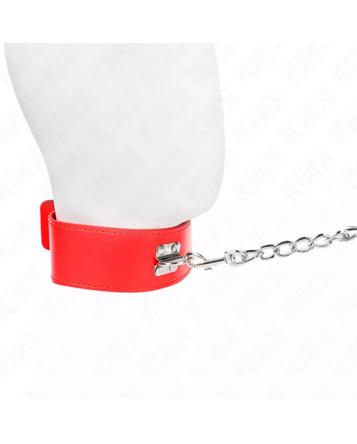 KINK - COLLIER AVEC CEINTURE 65 CM AVEC LARGE BRACELET ROUGE AJUSTABLE 33,5-41 CM X 5 CM