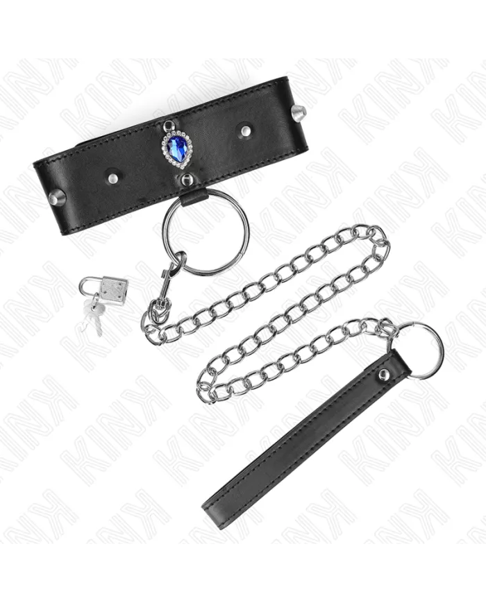 KINK - COLLIER 65 CM AVEC BRACELET AVEC DIAMANTS BLEU AJUSTABLE 36-43 CM X 5 CM
