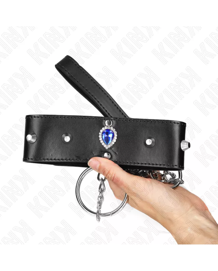 KINK - COLLIER 65 CM AVEC BRACELET AVEC DIAMANTS BLEU AJUSTABLE 36-43 CM X 5 CM