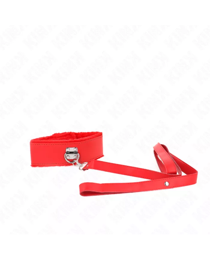 KINK - COLLIER AVEC LAISSE 116 CM AVEC CLOUS ARGENTÉS MODÈLE 4 ROUGE AJUSTABLE 40-48 CM X 6 CM