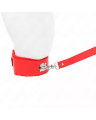 KINK - COLLIER AVEC LAISSE 116 CM AVEC CLOUS ARGENTÉS MODÈLE 4 ROUGE AJUSTABLE 40-48 CM X 6 CM