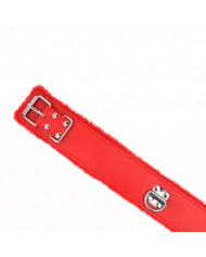 KINK - COLLIER AVEC LAISSE 116 CM AVEC CLOUS ARGENTÉS MODÈLE 4 ROUGE AJUSTABLE 40-48 CM X 6 CM