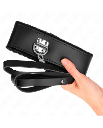 KINK - COLLIER AVEC CEINTURE 116 CM AVEC BRACELET EN CUIR NOIR AJUSTABLE 40-48 CM X 6 CM KINK - COLLIER AVEC CEINTURE 116 CM AVEC BRACELET EN CUIR NOIR AJUSTABLE 40-48 CM X 6 CM