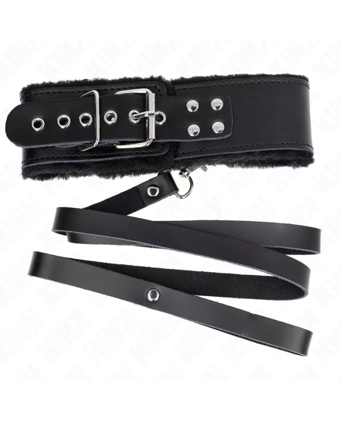KINK - COLLIER AVEC CEINTURE 116 CM AVEC BRACELET EN CUIR NOIR AJUSTABLE 40-48 CM X 6 CM
