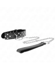 KINK - COLLIER RIVET ANNEAU AVEC CEINTURE 65 CM NOIR AJUSTABLE 36-50 CM X 3,8 CM