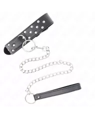 KINK - COLLIER RIVET ANNEAU AVEC CEINTURE 65 CM NOIR AJUSTABLE 36-50 CM X 3,8 CM