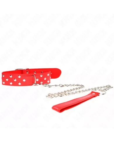 KINK - COLLIER RIVET ANNEAU AVEC CEINTURE 65 CM ROUGE AJUSTABLE 36-50 CM X 3,8 CM KINK - COLLIER RIVET ANNEAU AVEC CEINTURE 65 CM ROUGE AJUSTABLE 36-50 CM X 3,8 CM