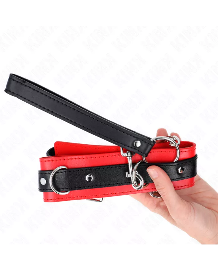 KINK - COLLIER MODÈLE BASIC AVEC LAISSE 65 CM MODÈLE 3 ROUGE 53 X 5 CM
