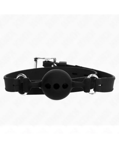 KINK - BÂILLON ENTIÈREMENT SILICONE 55 x 2 CM AVEC BOULE DE 4 CM TAILLE S NOIR AJUSTABLE 35-51 CM KINK - BÂILLON ENTIÈREMENT SILICONE 55 x 2 CM AVEC BOULE DE 4 CM TAILLE S NOIR AJUSTABLE 35-51 CM