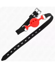 KINK - BÂILLON ENTIÈREMENT SILICONE 55 x 2 CM AVEC BOULE DE 4 CM TAILLE S ROUGE AJUSTABLE 35-51 CM