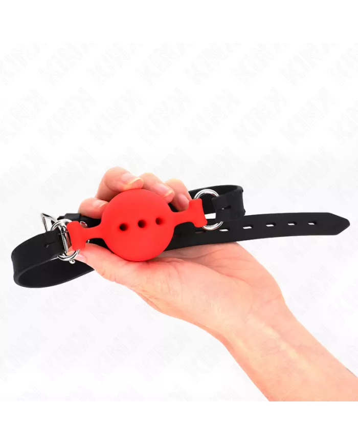 KINK - BAG ENTIER EN SILICONE 55 x 2 CM AVEC BOULE DE 4,5 CM TAILLE M ROUGE AJUSTABLE 35-51 CM