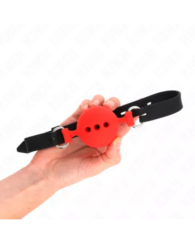 KINK - BÂILLON ENTIÈREMENT SILICONE 55 x 2 CM AVEC BOULE DE 5 CM TAILLE L ROUGE AJUSTABLE 35-51 CM KINK - BÂILLON ENTIÈREMENT SILICONE 55 x 2 CM AVEC BOULE DE 5 CM TAILLE L ROUGE AJUSTABLE 35-51 CM