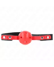 KINK - BALLE DURE CREUSE ROUGE 4 CM GAG BRACELET NOIR 60 x 2 CM AJUSTABLE 37-52 CM