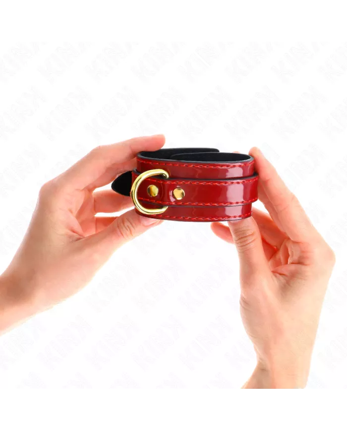 KINK - POIGNETS JOANNA ANGEL ROUGE AJUSTABLES AVEC CHAÎNE OR 16,5-26 CM X 4 CM