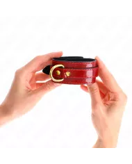 KINK - POIGNETS JOANNA ANGEL ROUGE AJUSTABLES AVEC CHAÎNE OR 16,5-26 CM X 4 CM