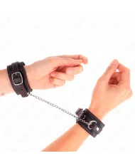 KINK - PETITES RETENUES-POIGNETS NOIRES AVEC DOUBLURE ROUGE RÉGLABLE 14-24 CM X 3,5 CM