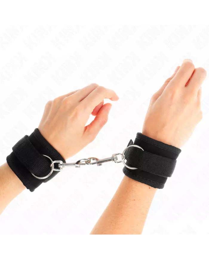 KINK - APPAREILS-POIGNETS À CROCHET ET BOUCLE EN NYLON NOIR MODÈLE 2 RÉGLABLE 18-35 CM X 6 CM