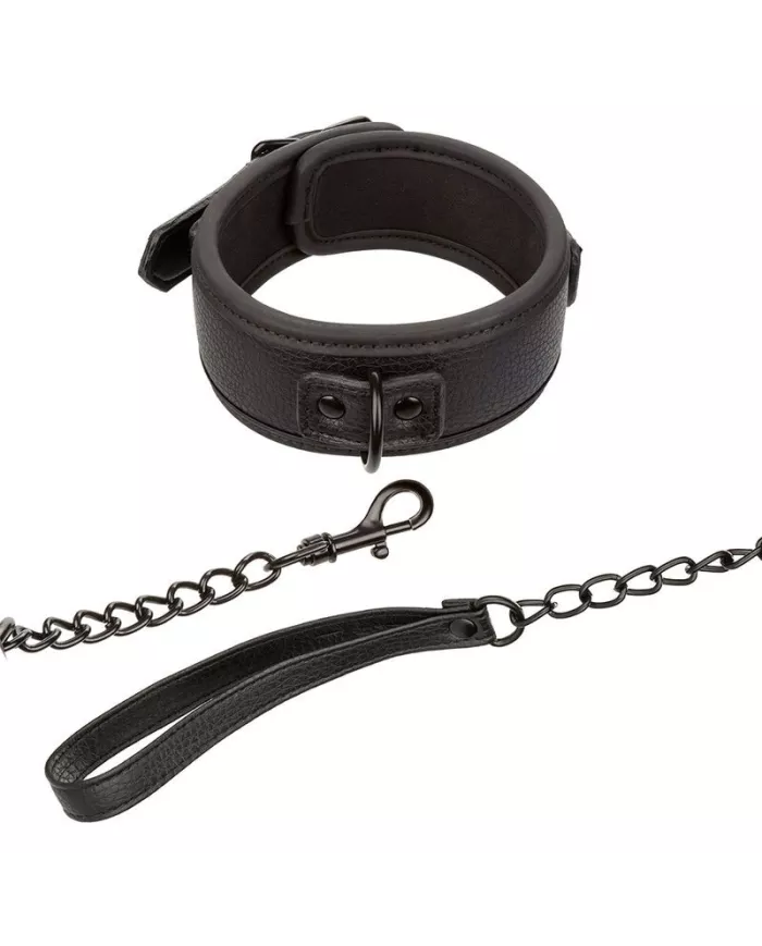 CALEXOTICS - NOCTURNAL COLLIER ET LAISSE EN CUIR RÉGLABLE NOIR CALEXOTICS - NOCTURNAL COLLIER ET LAISSE EN CUIR RÉGLABLE NOIR