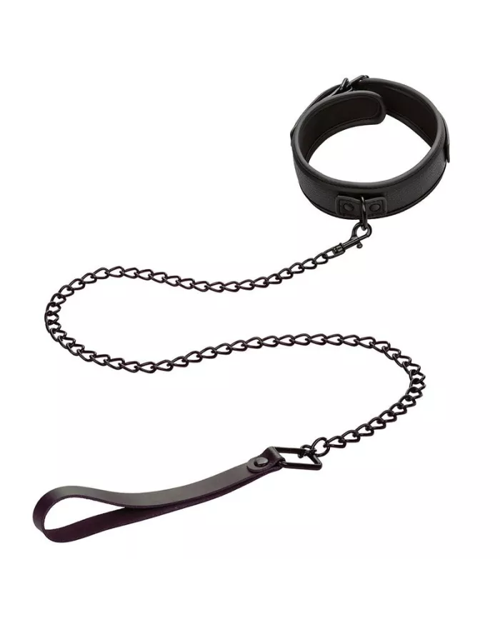CALEXOTICS - NOCTURNAL COLLIER ET LAISSE EN CUIR RÉGLABLE NOIR CALEXOTICS - NOCTURNAL COLLIER ET LAISSE EN CUIR RÉGLABLE NOIR