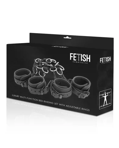 FETISH SUBMISSIVE - ENSEMBLE DE LIENS DE LIT DE LUXE AVEC DOUBLURE EN NOPRÈNE