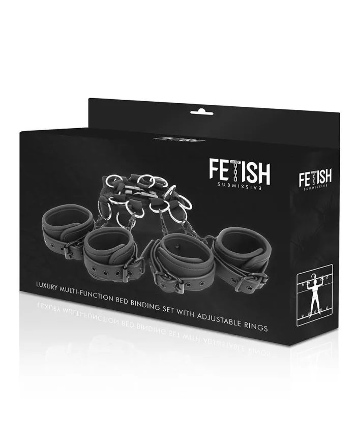 FETISH SUBMISSIVE - ENSEMBLE DE LIENS DE LIT DE LUXE AVEC DOUBLURE EN NOPRÈNE