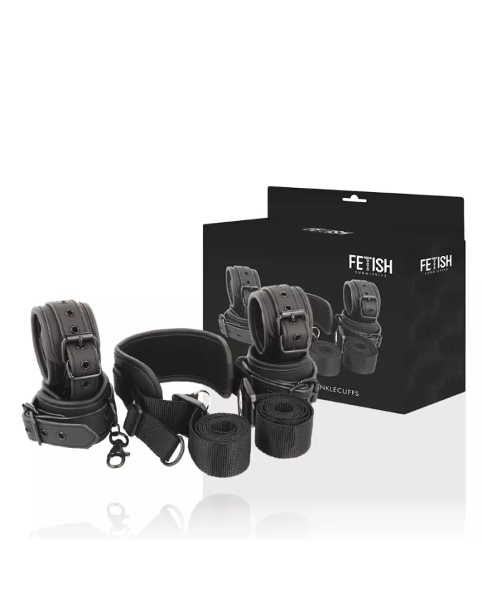 FETISH SUBMISSIVE - POSITION MAÎTRE AVEC 4 MENOTTES DOUBLÉES DE NOPRÈNE