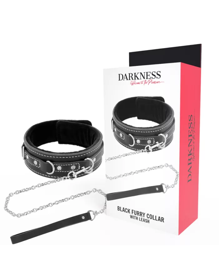 DARKNESS - COLLIER EN CUIR DE HAUTE QUALITÉ AVEC LAISSE DARKNESS - COLLIER EN CUIR DE HAUTE QUALITÉ AVEC LAISSE