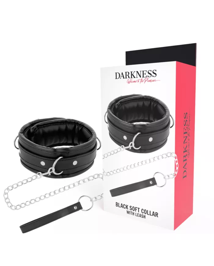 DARKNESS - COLLIER EN CUIR SOUPLE AVEC CHAÎNE