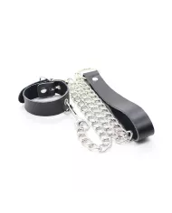 OHMAMA FETISH - COLLIER PÉNIS ET BRACELET EN CUIR AVEC CHAÎNE MÉTALLIQUE OHMAMA FETISH - COLLIER PÉNIS ET BRACELET EN CUIR AVEC CHAÎNE MÉTALLIQUE