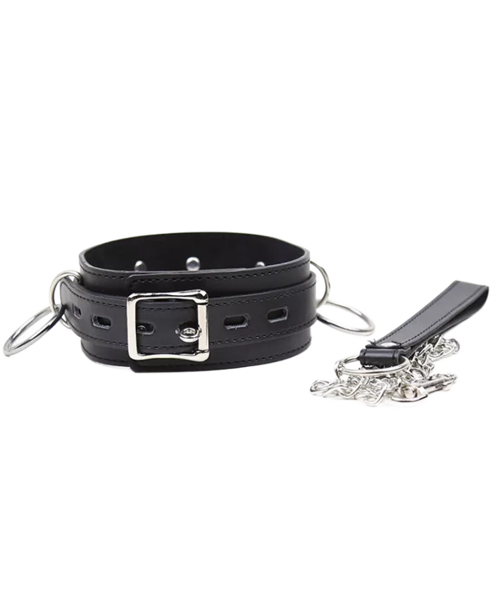OHMAMA FETISH - COLLIER DE SOUMISSION AVEC 3 ANNEAUX