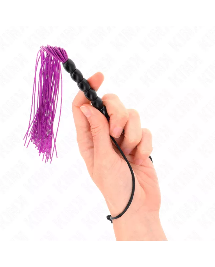 KINK - MINI FOUET EN SILICONE AVEC 6 BILLES VIOLES 26 CM
