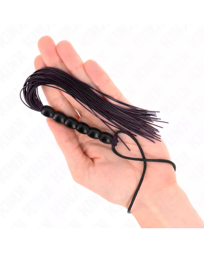 KINK - MINI FOUET EN SILICONE AVEC 6 BILLES NOIRES 26 CM