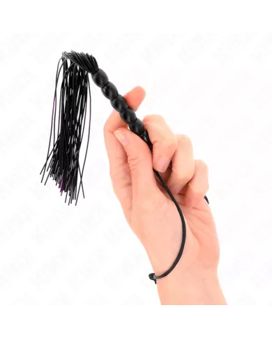 KINK - MINI FOUET EN SILICONE AVEC 6 BILLES NOIRES 26 CM KINK - MINI FOUET EN SILICONE AVEC 6 BILLES NOIRES 26 CM