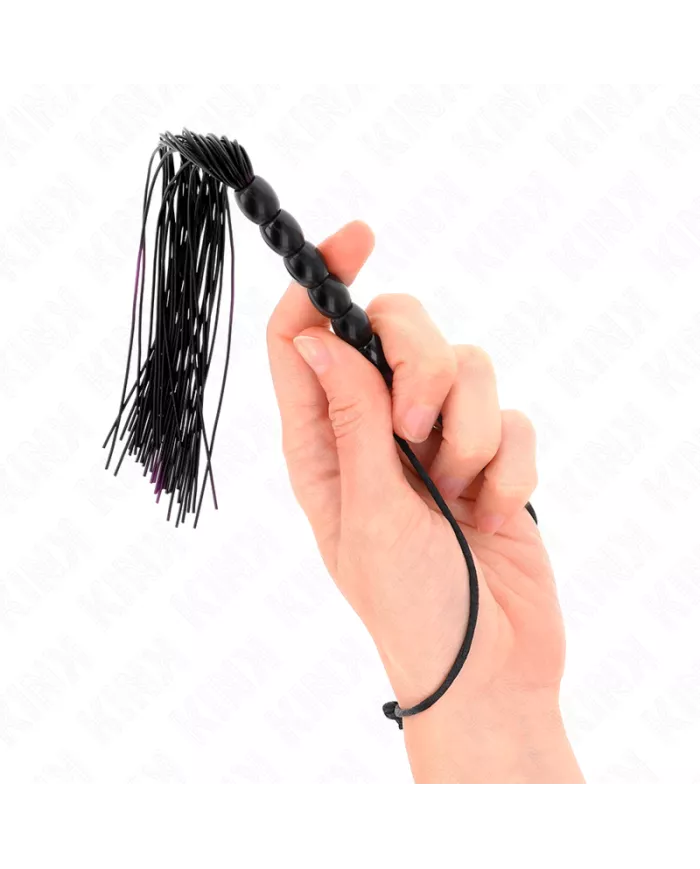 KINK - MINI FOUET EN SILICONE AVEC 6 BILLES NOIRES 26 CM